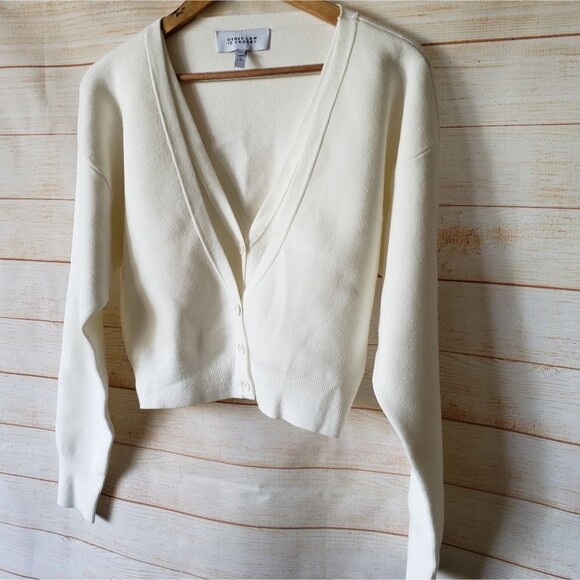 Derek Lam 10 Crosby Arden Double Layer V-neck Knit Cropped Cardigan - Picture 6 of 15